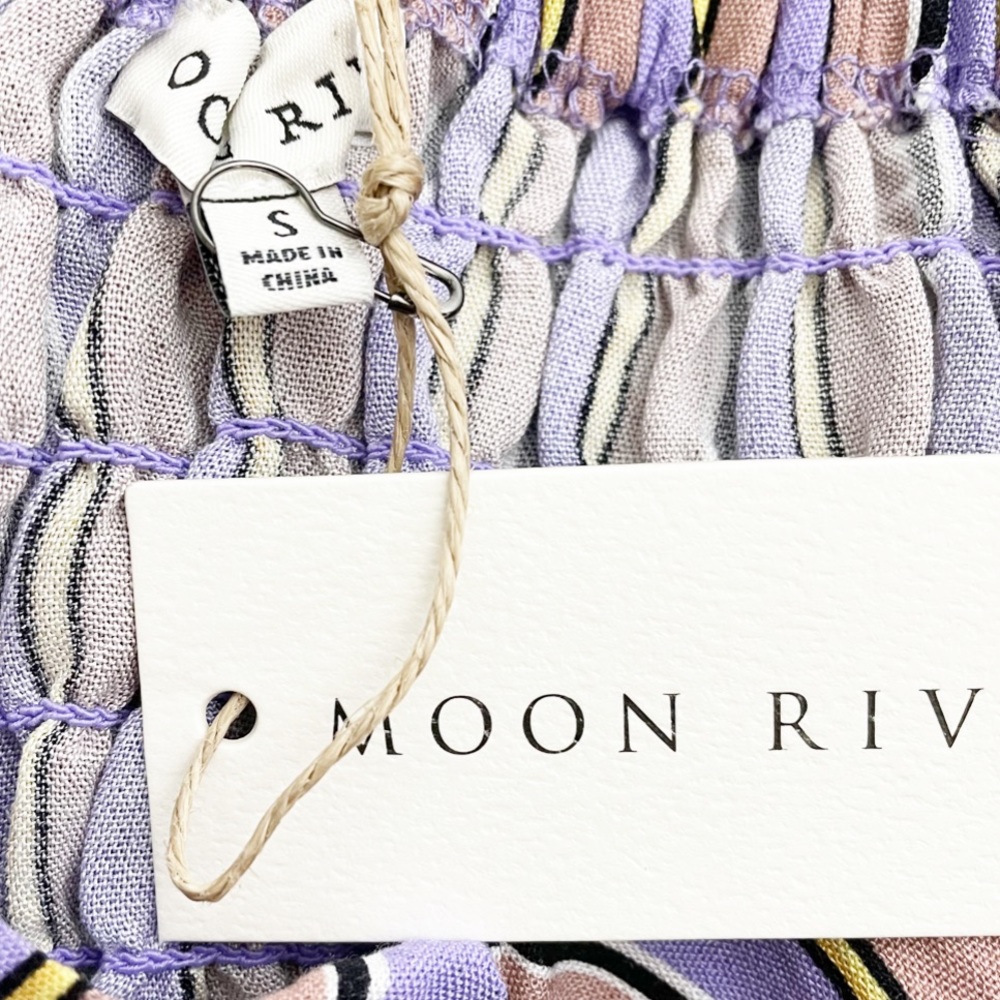 Moon River Striped Belted Crop Top Purple Small - Picture 4 of 5